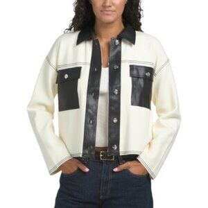 NANETTE BY NANETTE LEPORE Pleather Combo Sweater Jacket